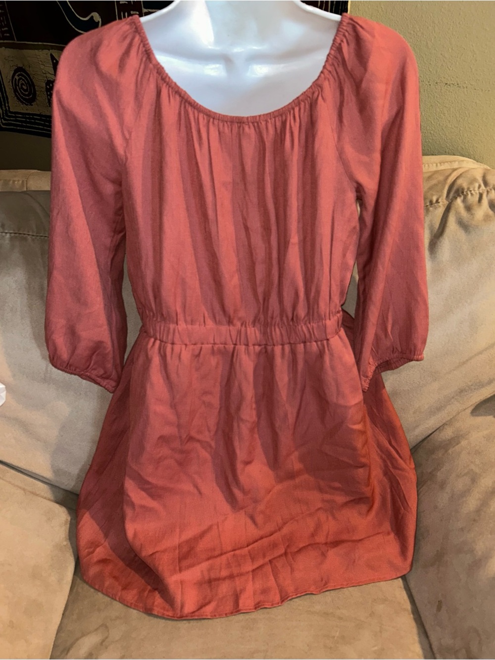 Button-Front Mini Dress in Rust Size Small - Picture 2 of 2